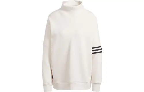 Adidas originals Clover Adicolor Neuclassics Sweater Three Stripes Color Block High Collar Loose Sports Long Sleeve College Sweater Women's Wonderful White