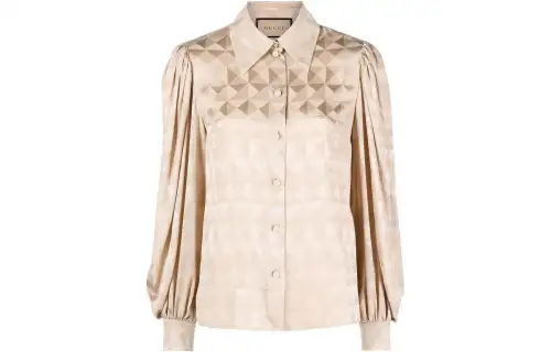 【ExclusivePrevious Season】geometric-jacquard silk blouse