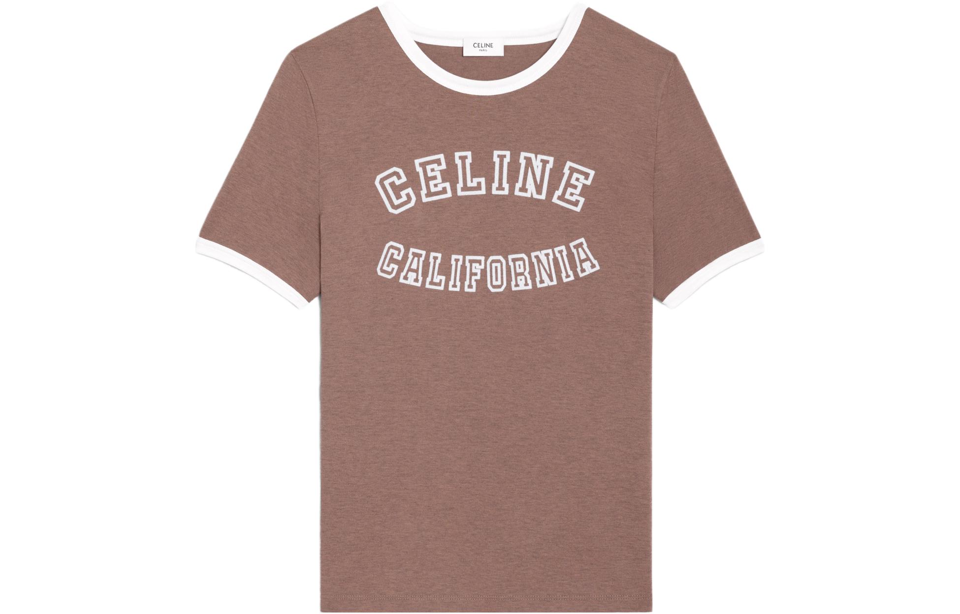 Женская футболка CELINE CELINE FW23 LogoT (коричневая)