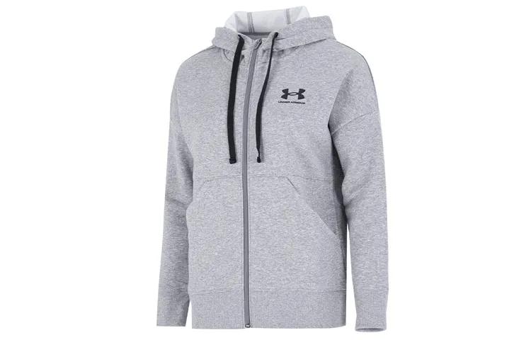 Under Armour Rival Hooded Comfortable Casual Versatile Fleece Lined Long Sleeved Sweatshirt Women's Gray