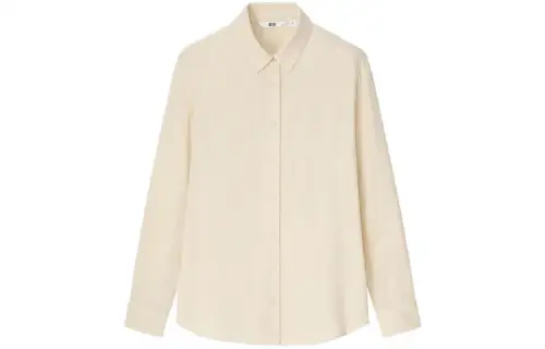 UNIQLO Shirts Women's Light Beige Lapel Moderate Shirt