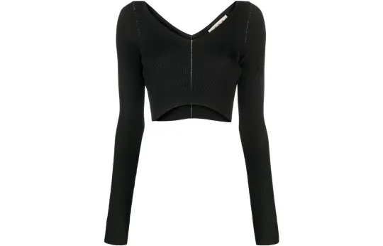 MARNI V-Neck Cropped Knitted Top