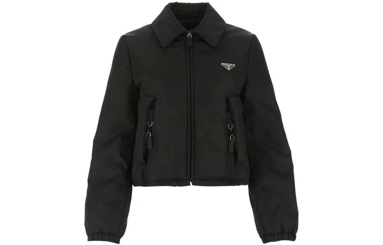 PRADA Jackets Women's Black Lapel Moderate Other