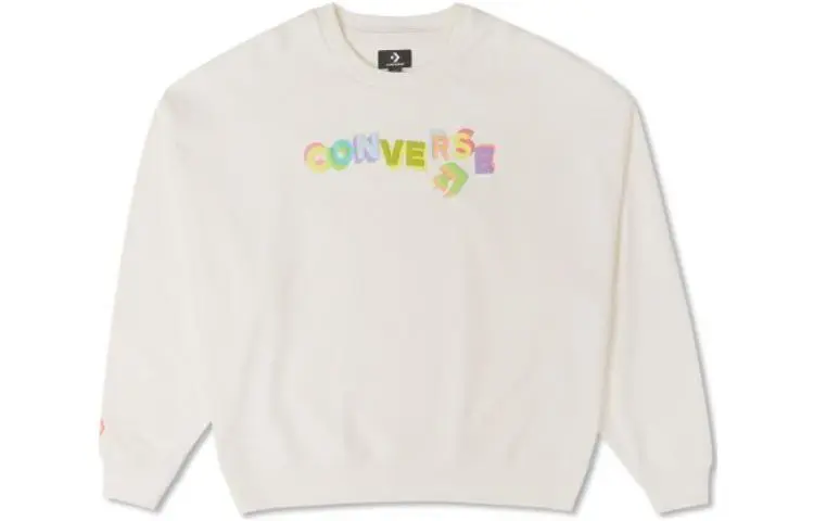Converse Sweatshirts Women's Milk White Crew Neck Moderate Regular