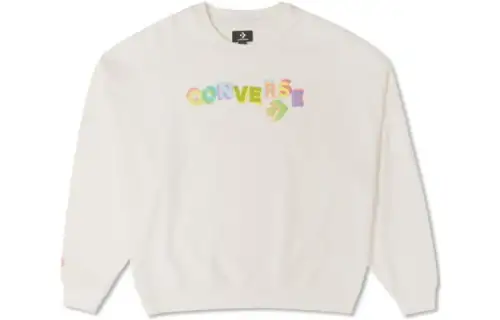 Converse Sweatshirts Women's Milk White Crew Neck Moderate Regular