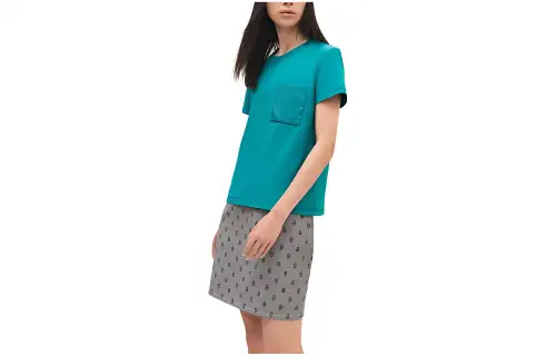 HERMES Solid Color Regular T Shirt Women's Blue