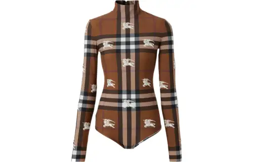 Burberry Ekd Embroidered Checked Bodysuit