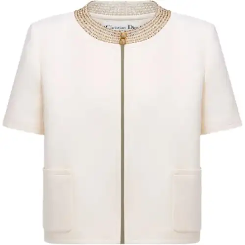 DIOR Embroidered Cropped Jacket Jackets & Coats Women's White