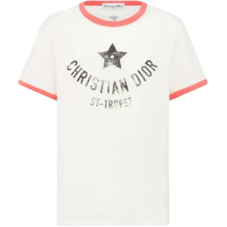 DIOR T Shirts Women's Red Crew Neck Straight Fit