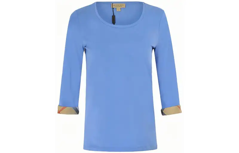 Burberry T Shirts Women's Blue Crew Neck Moderate Straight Fit
