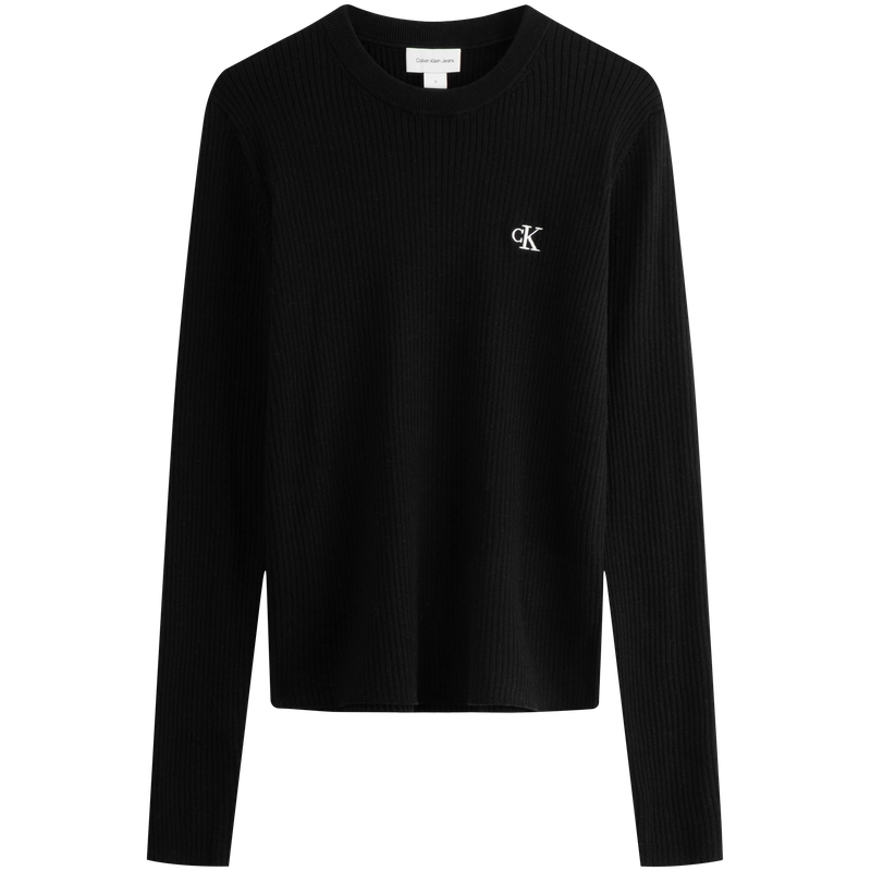 CALVIN KLEIN Jeans Barn style small logo embroidery casual slim fit skin-friendly comfortable inner warm round neck pullover sweater for women