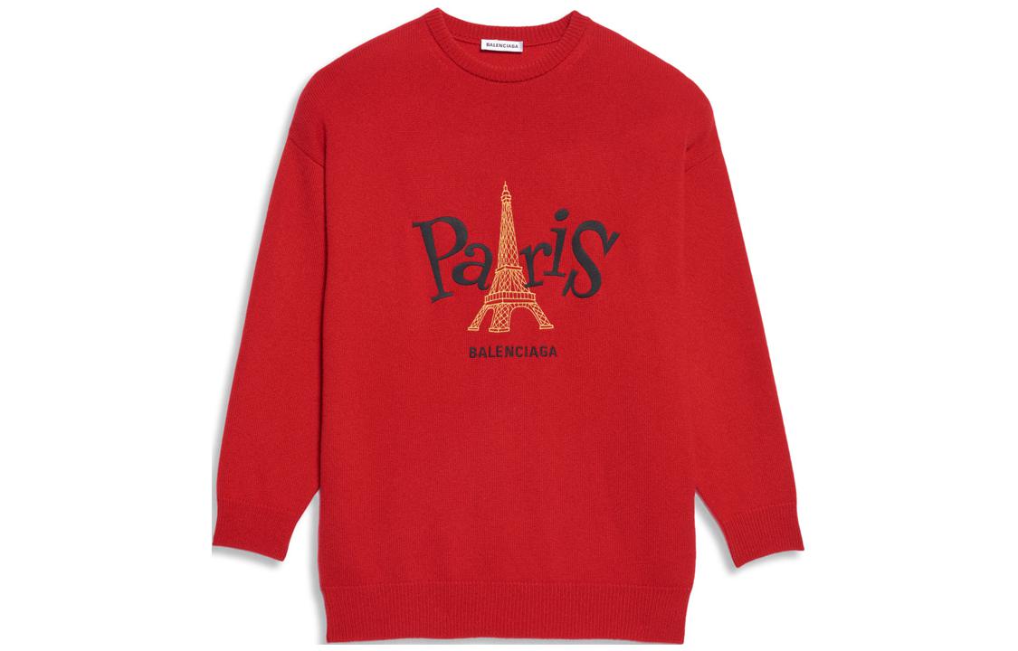 Balenciaga Cashmere Sweaters Women's Red Crew Neck Moderate