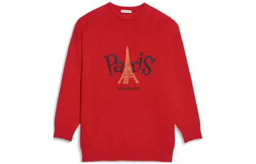 Balenciaga Cashmere Sweaters Women's Red Crew Neck Moderate