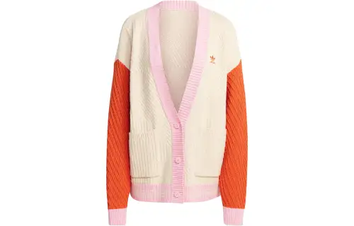 Adidas Originals SS23 Adicolor 70s Knitwear Women's Wonder White V Neck Moderate Cardigan