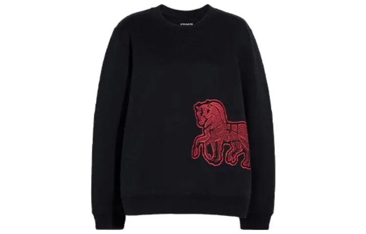 COACH Sweatshirts Women's Black Crew Neck Moderate Regular