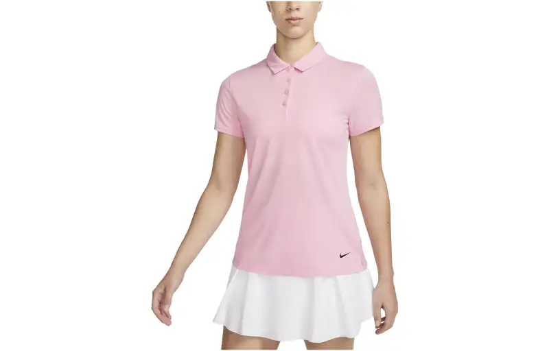 Nike Polo Shirts Women's Pink Polo Collar Moderate Straight Fit