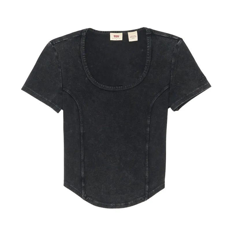 Levi's T-Shirts Women's Black Crew Neck Moderate