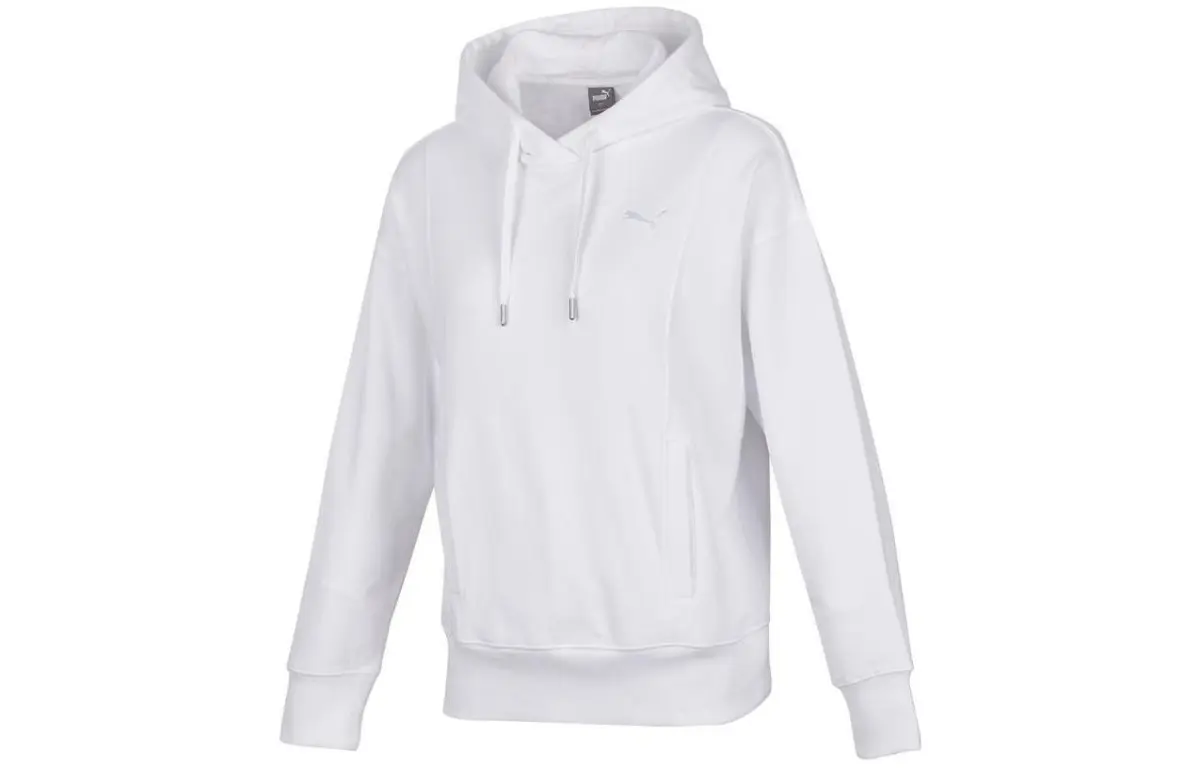 PUMA Sweatshirts Women's White Hooded Moderate Straight Fit