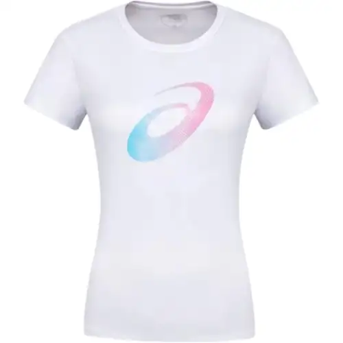 ASICS T Shirts Women's White Crew Neck Moderate Nipped In Waist