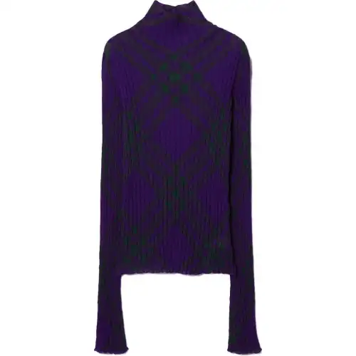 【Previous SeasonFinal Sale】plaid-check rib-knit jumper