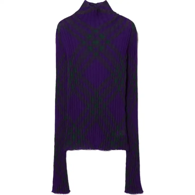 【Previous SeasonFinal Sale】plaid-check rib-knit jumper