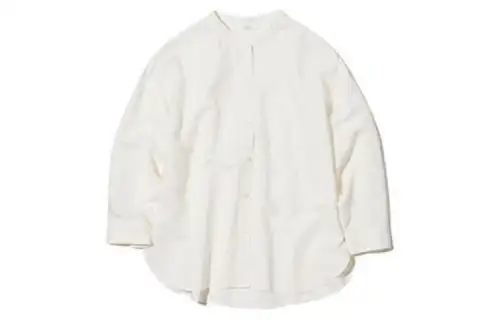 UNIQLO Shirts Women's Ivory Stand Collar Moderate Shirt