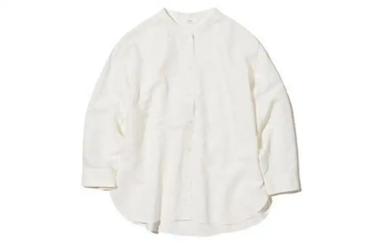 UNIQLO Shirts Women's Ivory Stand Collar Moderate Shirt