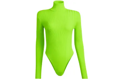 Adidas Ivy Park Halls Of Ivy Turtleneck Rib Knit Bodysuit Semi Solar Slime