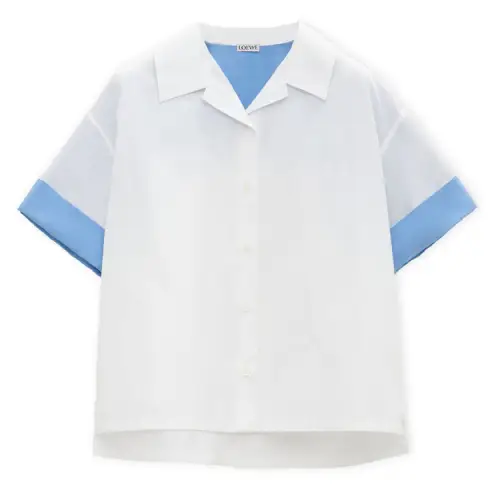 LOEWE Loewe Contrast Lined Lapel Short Sleeve Shirt Women's White