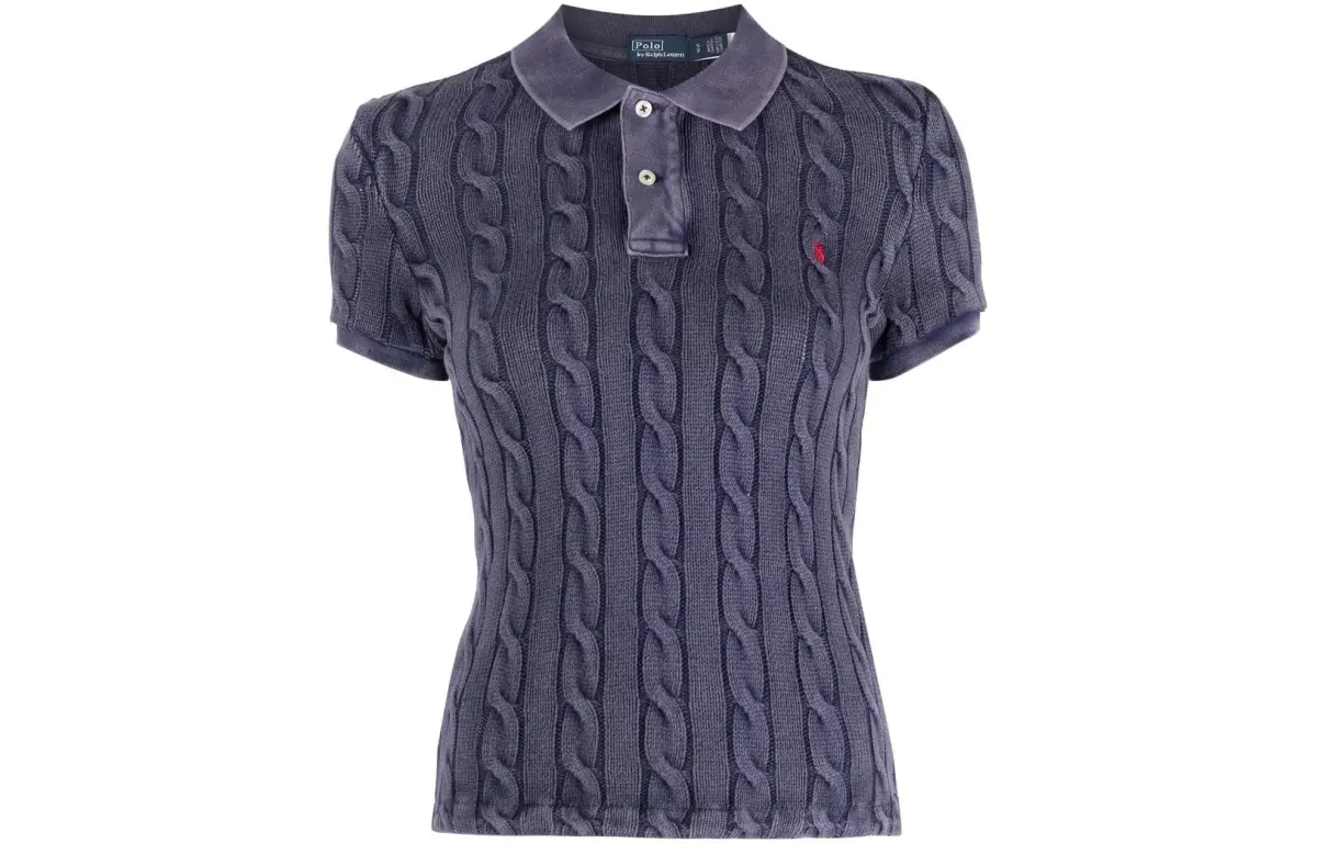【Previous Season】cable-knit polo top
