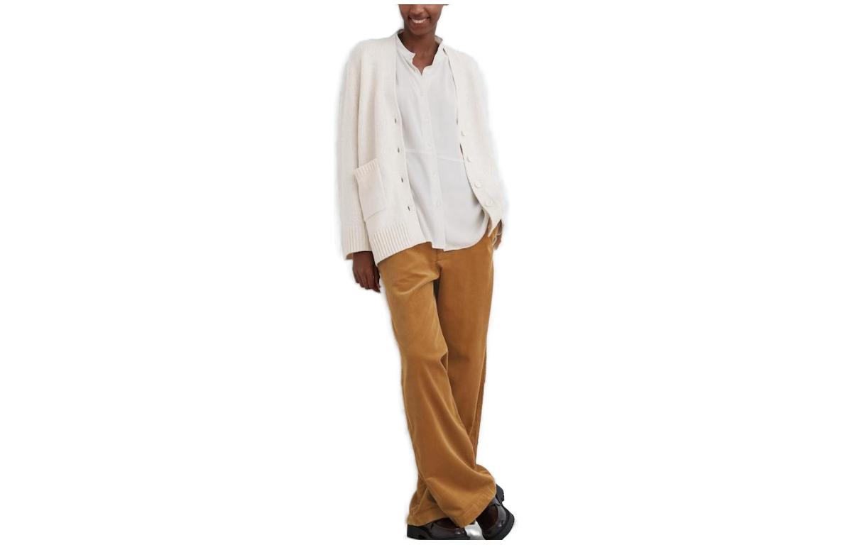 UNIQLO X Clare Waight Keller Knitwear Women's Ivory V Neck Moderate Cardigan