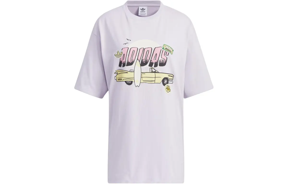 Adidas Originals Drop Shoulder Sleeve T Shirt Women's Light Purple