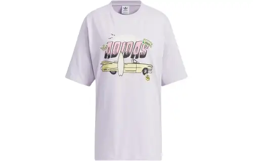 Adidas Originals Drop Shoulder Sleeve T Shirt Women's Light Purple