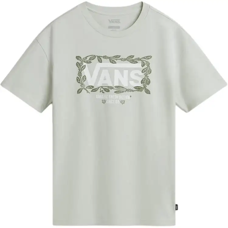 Vans T Shirts Women's Green Crew Neck Moderate Straight Fit