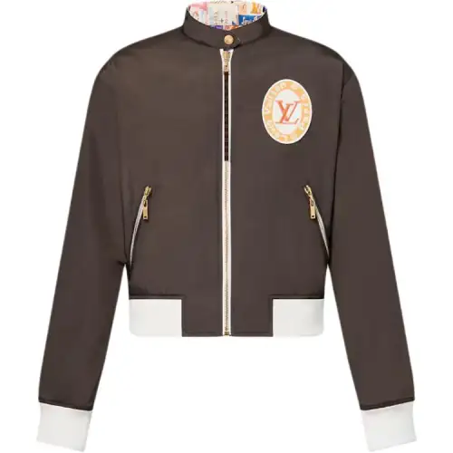 Lv Reversible Travel Patch Bomber Jacket