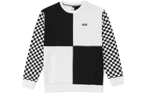 Vans Sweatshirts Women's Black White Checkerboard Crew Neck Moderate Regular