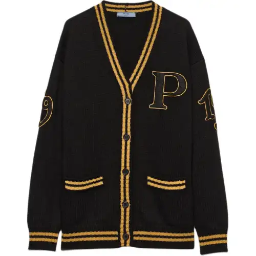 Prada Logo-Appliquéd Button-Up Cardigan