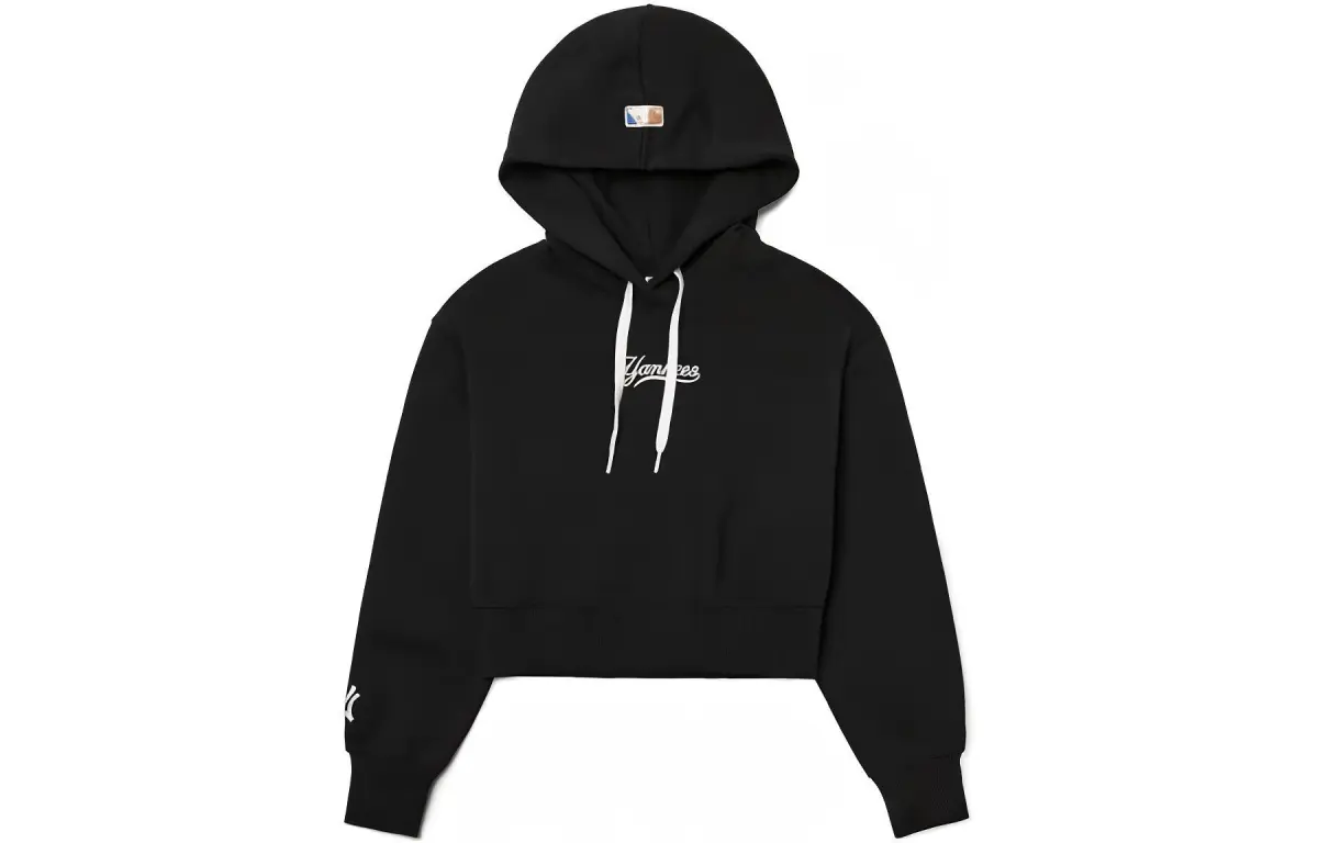 MLB New York Yankees Sweatshirts Women's Black Hooded (Non-detachable) Moderate