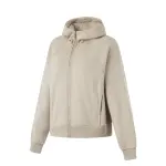 Li Ning Fitness Series Fleece Lined Thermal Hooded Cardigan Raglan Long Sleeved Sweatshirt Women's Dusty Gray