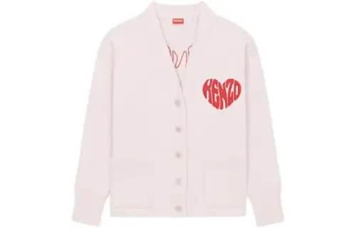 KENZO Knitwear Women's Pink V Neck Moderate Cardigan