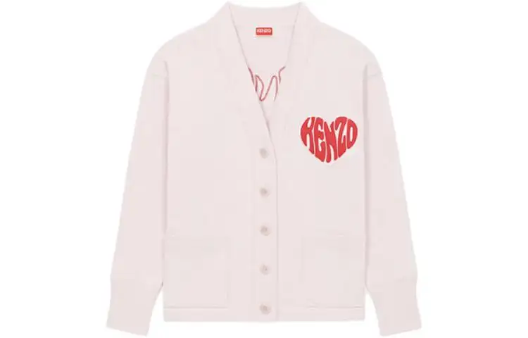 KENZO Knitwear Women's Pink V Neck Moderate Cardigan