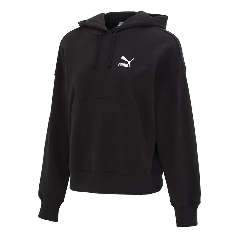 PUMA Sweatshirts Women's Black Hooded Moderate Regular