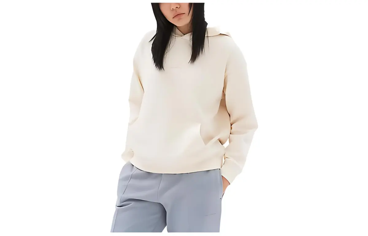 New Balance Sweatshirts Women's Ecru Hooded Moderate Straight Fit