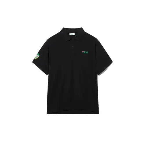 FILA Polo Shirts Unisex Black Polo Collar Moderate Straight Fit