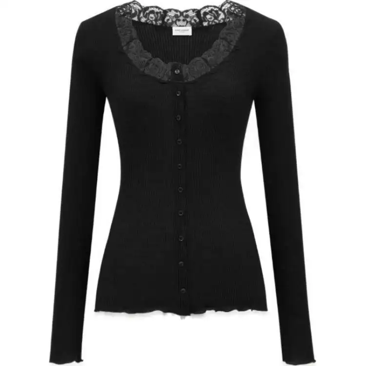 SAINT LAURENT Laced Buttoned Cardigan
