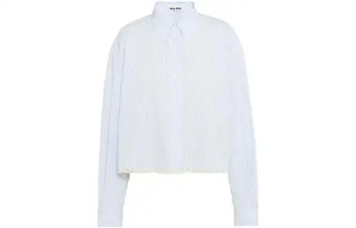 Miu Miu lace-trim striped cotton shirt
