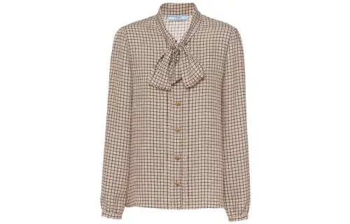 PRADA Shirts Women's Light Brown V Neck Moderate Other
