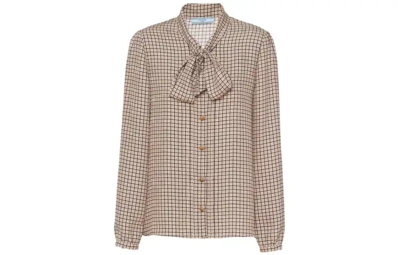 PRADA Shirts Women's Light Brown V Neck Moderate Other