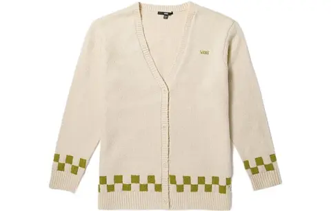 Vans Knitwear Women's Ecru V-neck Moderate Cardigan