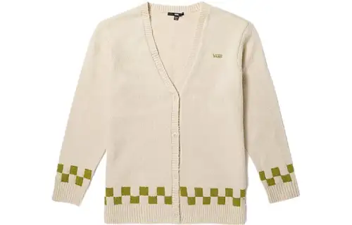 Vans Knitwear Women's Ecru V Neck Moderate Cardigan